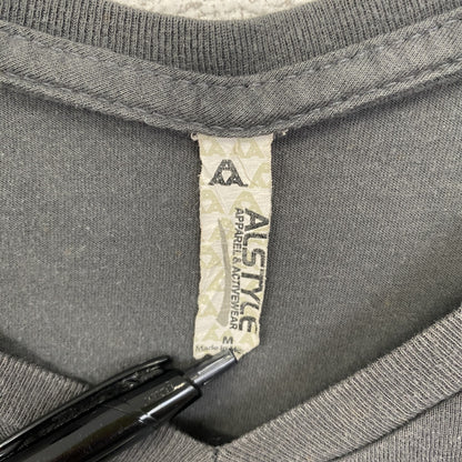 古着 used　ALSTYlE　アルスタイル　半袖VネッTシャツ　バックプリント　ワンポイント　黒　ブラック　Mサイズ