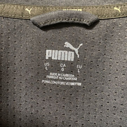 古着 used　PUMA プーマ　長袖フルジップスウェット　パーカー　ハイネック　バイカラー　黒　グレー　Lサイズ