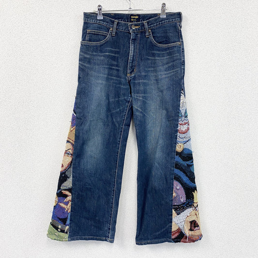 Wrangler　ラングラー　Disney　フレアデニムパンツ/ジーンズ　ディズニーデザイン　再構築　インディゴ　31サイズ