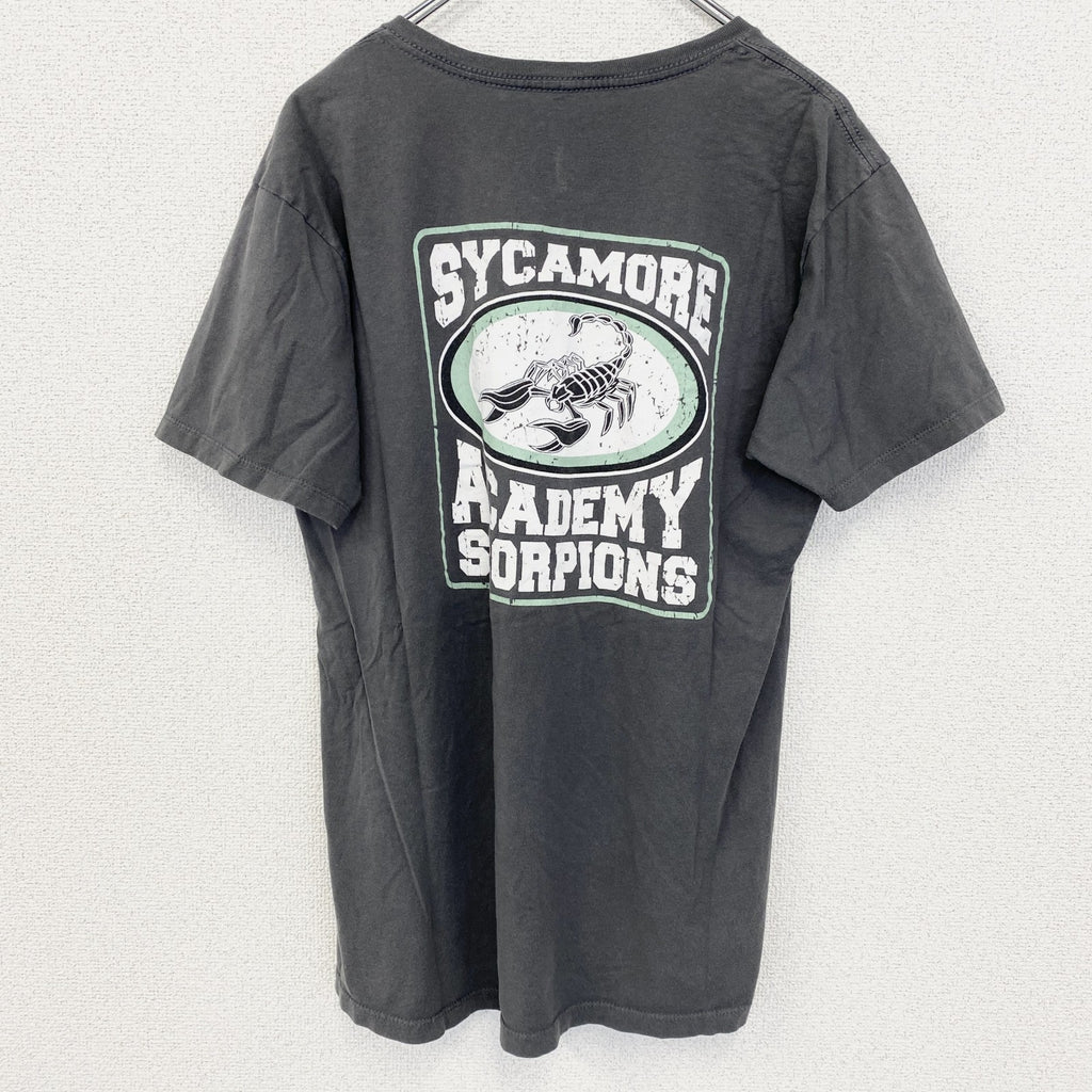 古着 used　ALSTYlE　アルスタイル　半袖VネッTシャツ　バックプリント　ワンポイント　黒　ブラック　Mサイズ