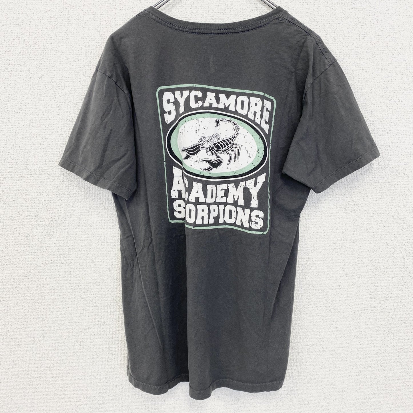 古着 used　ALSTYlE　アルスタイル　半袖VネッTシャツ　バックプリント　ワンポイント　黒　ブラック　Mサイズ