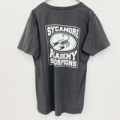 古着 used　ALSTYlE　アルスタイル　半袖VネッTシャツ　バックプリント　ワンポイント　黒　ブラック　Mサイズ