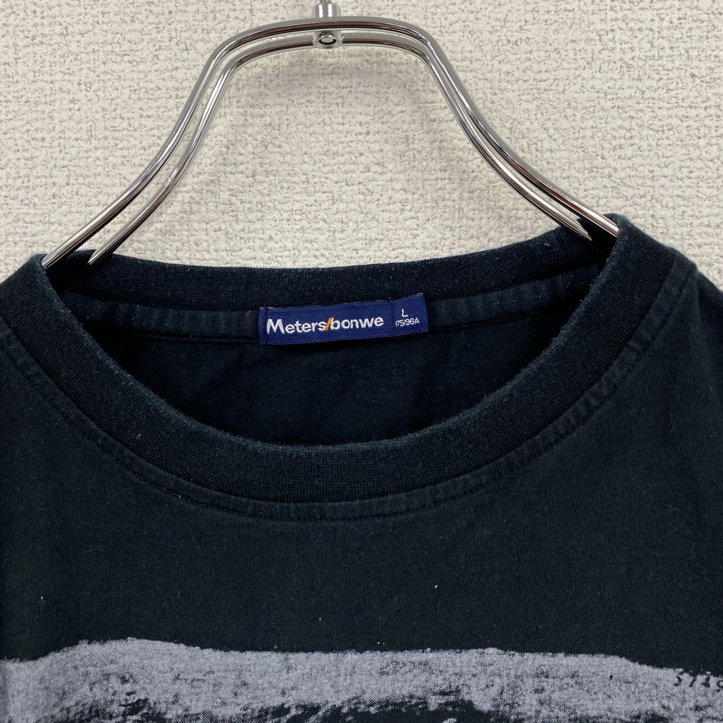 Meters/bonwe　メートルズボンウィ　半袖プリントTシャツ　黒　ブラック　Lサイズ