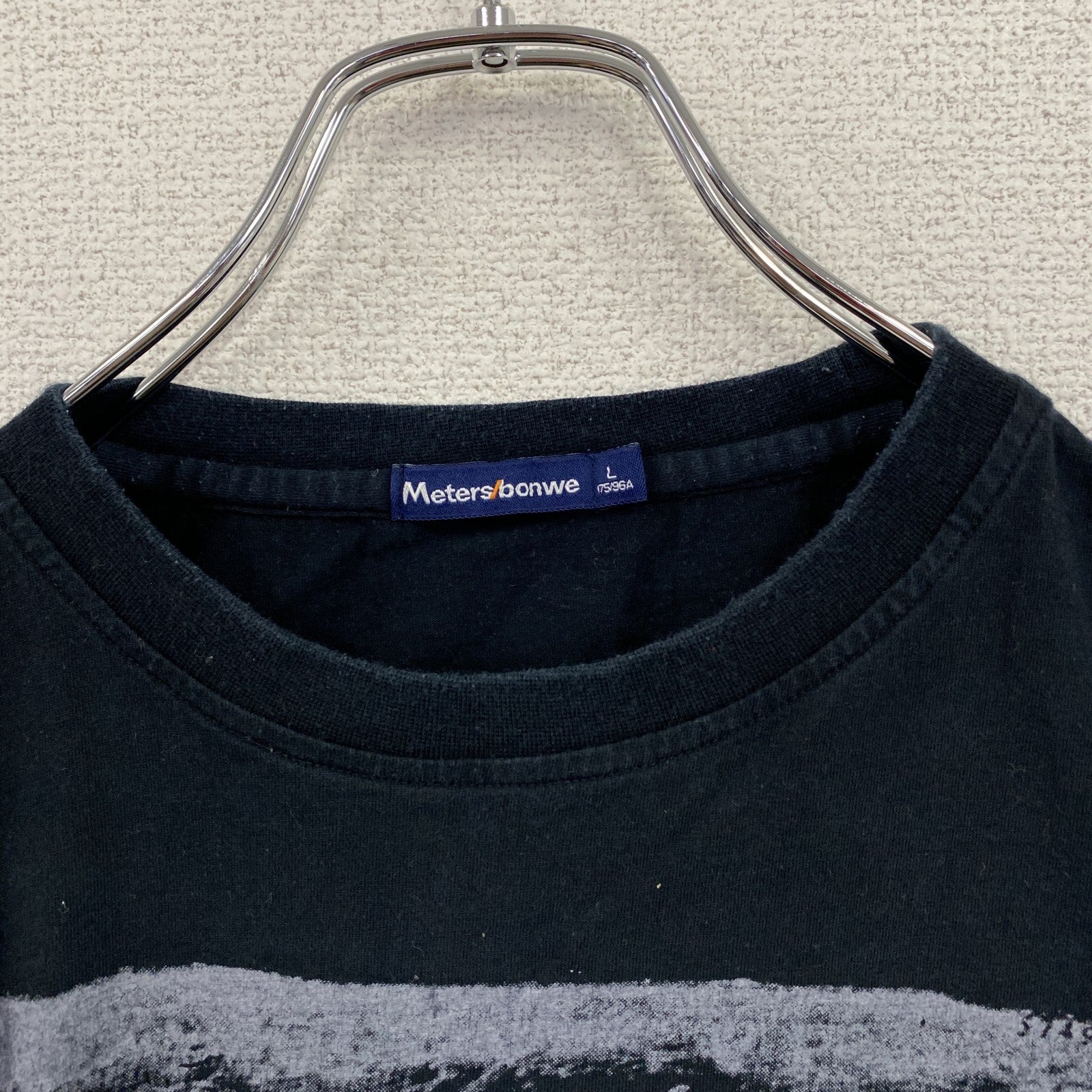 Meters/bonwe　メートルズボンウィ　半袖プリントTシャツ　黒　ブラック　Lサイズ