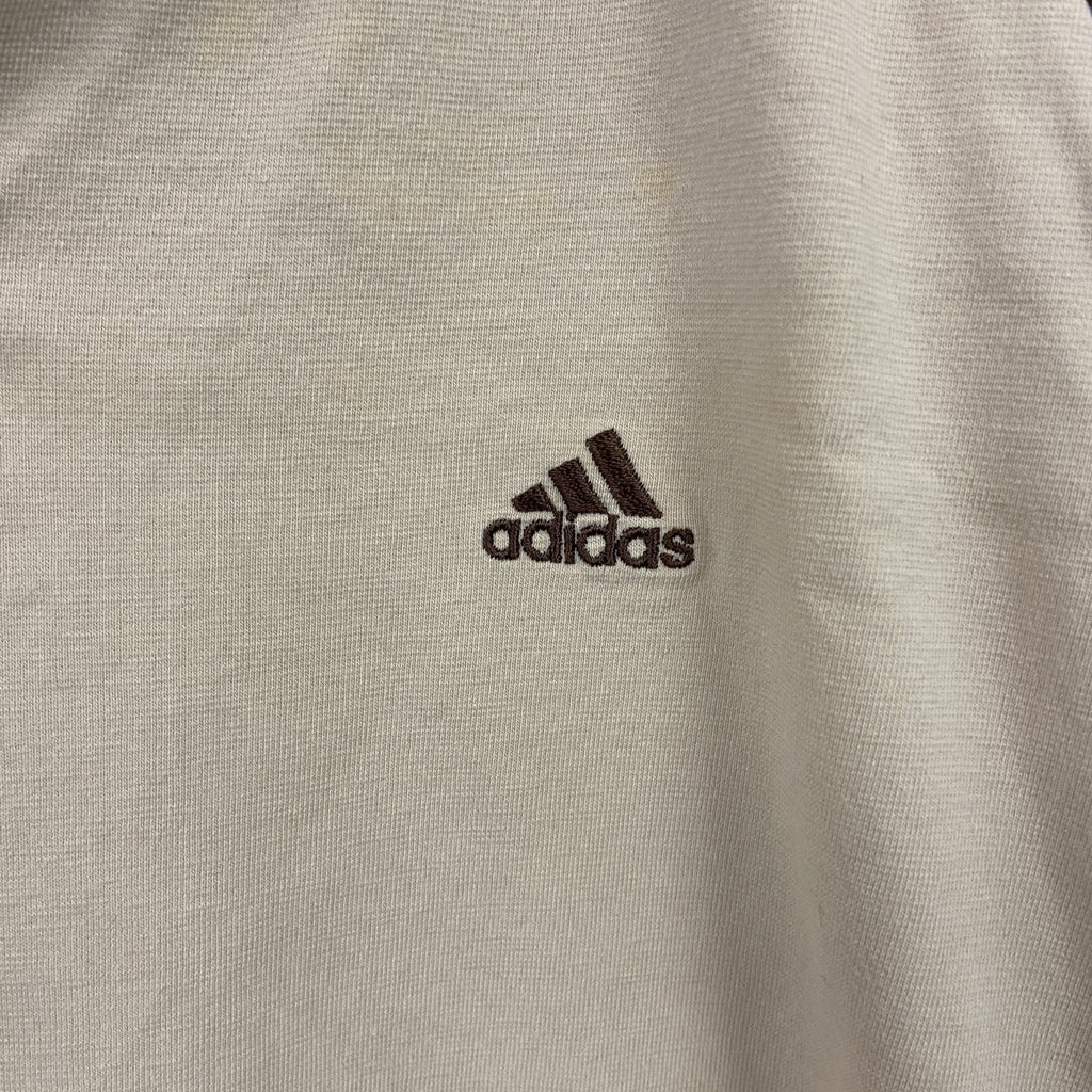 adidas　アディダス　半袖プリントTシャツ　茶色　ブラウン　ライトベージュ　バイカラー　Lサイズ