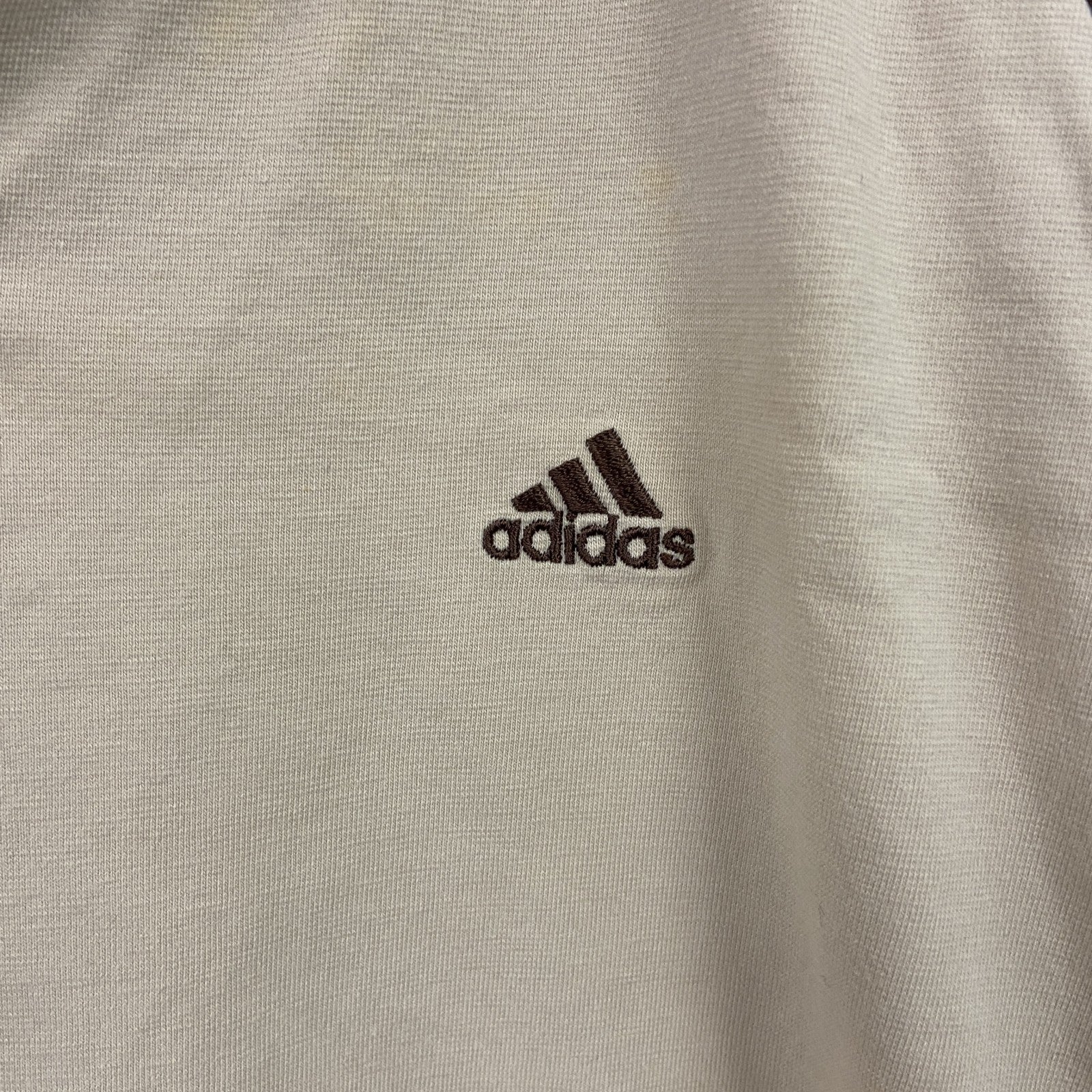 adidas　アディダス　半袖プリントTシャツ　茶色　ブラウン　ライトベージュ　バイカラー　Lサイズ