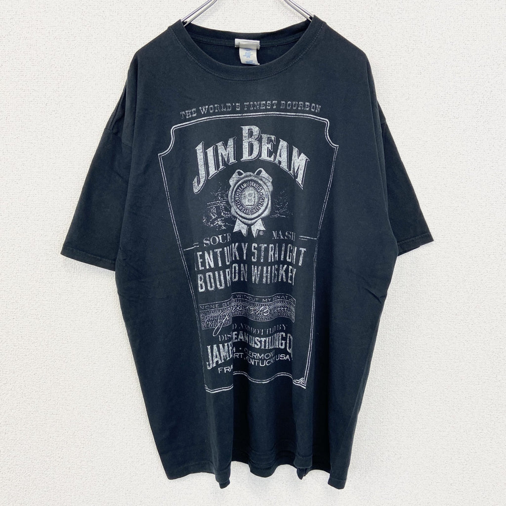 古着 used　GILDAN ギルダン　半袖プリントTシャツ　JIM BEAM　ハイボール　黒　クルーネック　2XLサイズ
