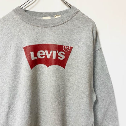 古着 used　LEVI’S リーバイス　長袖フロントロゴデザインスウェット　トレーナー　クルーネック　グレー　Ｌサイズ