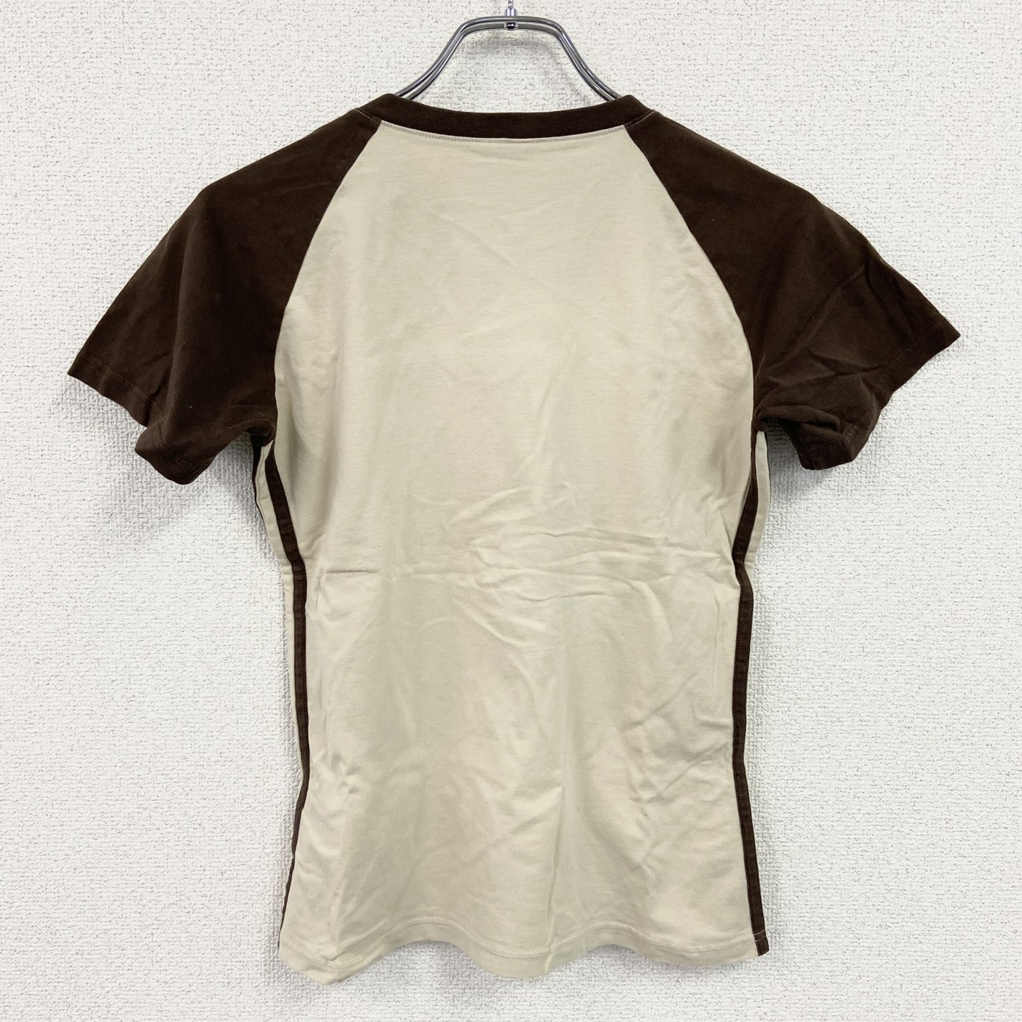 adidas　アディダス　半袖プリントTシャツ　茶色　ブラウン　ライトベージュ　バイカラー　Lサイズ
