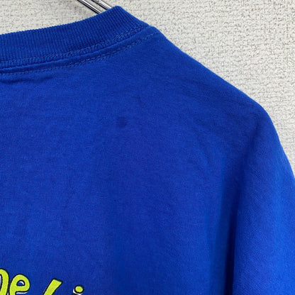 FRUIT OF THE LOOM　半袖アニマルプリントTシャツ　アーチプリント　デカロゴ　両面プリント 　青　ブルー　XLサイズ