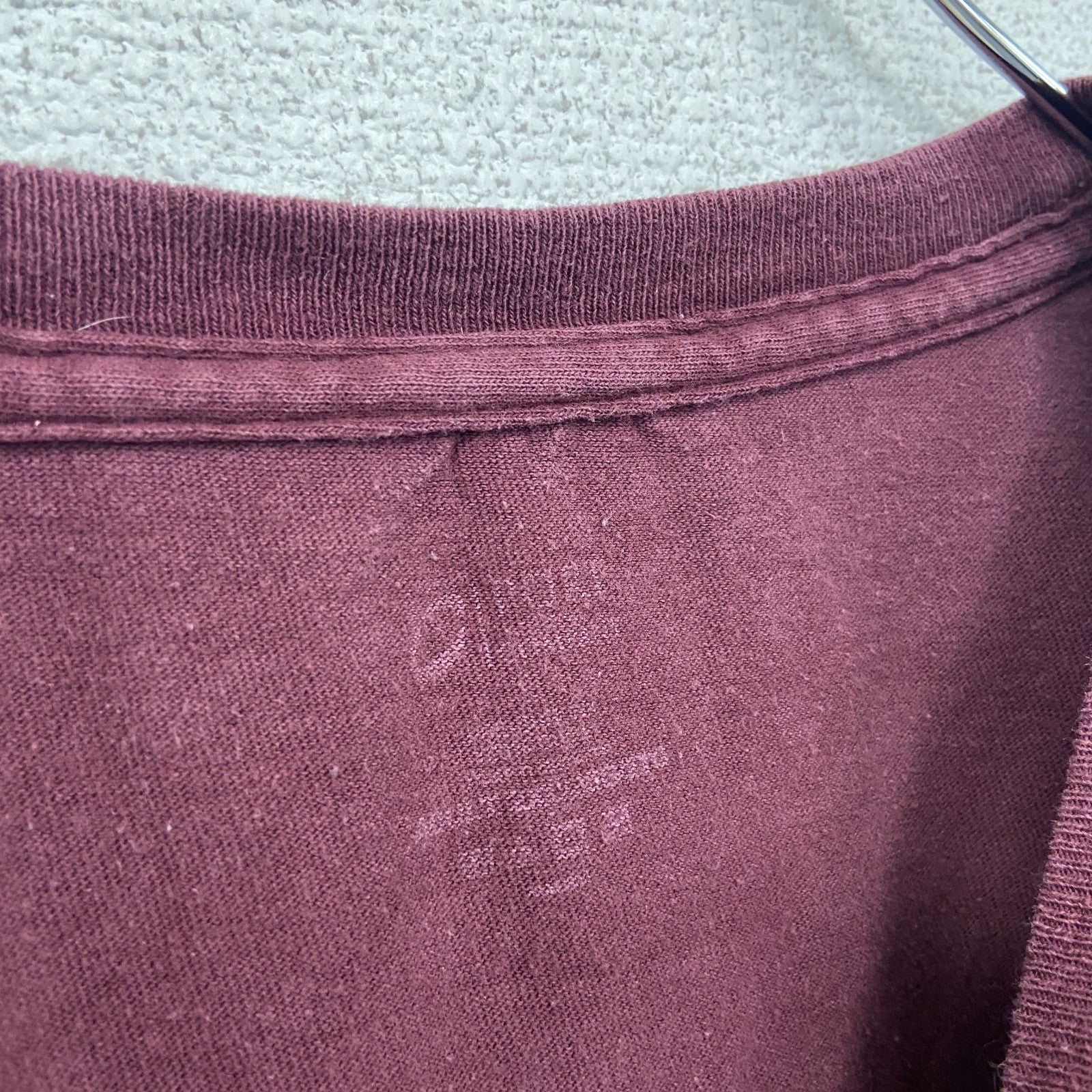 PORT&COMPANY　半袖プリントTシャツ　スポーツT　3連プリント　ワインレッド