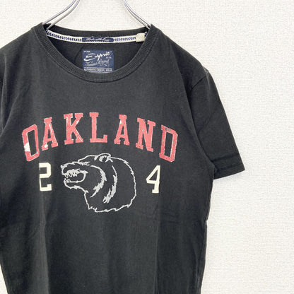 古着 used　Esprit　エスプリ　半袖プリントTシャツ　OAKLAND　ウルフ　カジュアル　黒　クルーネック　Sサイズ