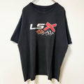 Hanes　ヘインズ　半袖プリントTシャツ　レーシング　両面プリント　レース旗　クルーネック　黒　ブラック　XLサイズ