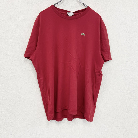古着 used　LACOSTE　ラコステ　半袖Tシャツ　ワンポイント刺繍ロゴ　赤　レッド　7サイズ