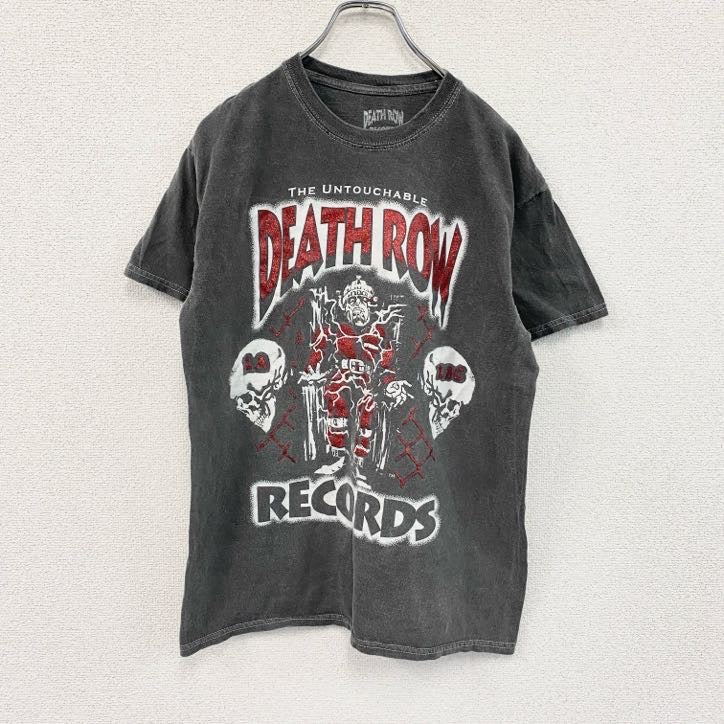 DEATH ROW REDORDS　半袖企業プリントTシャツ　アドバタイジング　ラメプリント　灰色　グレー　Mサイズ