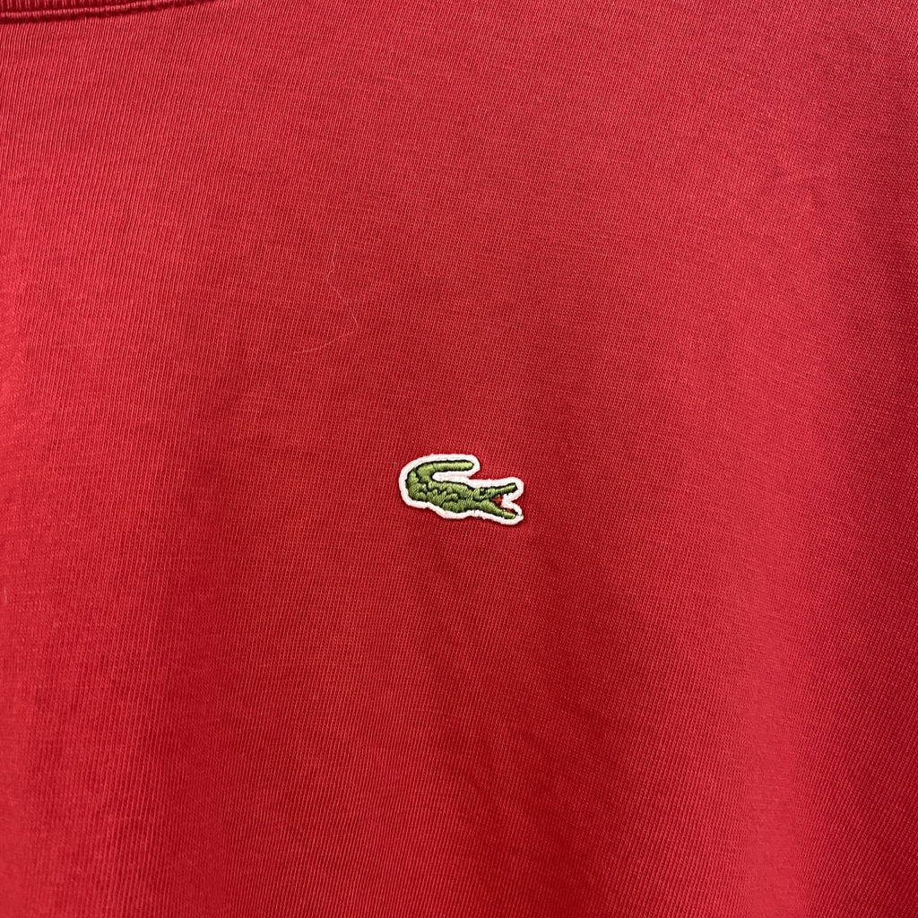 古着 used　LACOSTE　ラコステ　半袖Tシャツ　ワンポイント刺繍ロゴ　赤　レッド　7サイズ