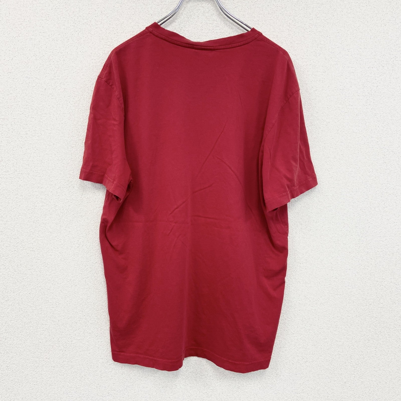 古着 used　LACOSTE　ラコステ　半袖Tシャツ　ワンポイント刺繍ロゴ　赤　レッド　7サイズ