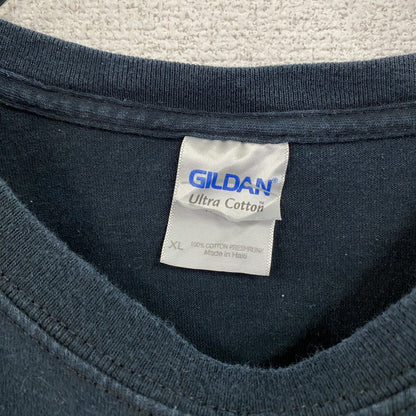 GILDAN　ギルダン　半袖プリントTシャツ　両面プリント　企業ロゴ　アーチプリント　紺　ネイビー　XLサイズ