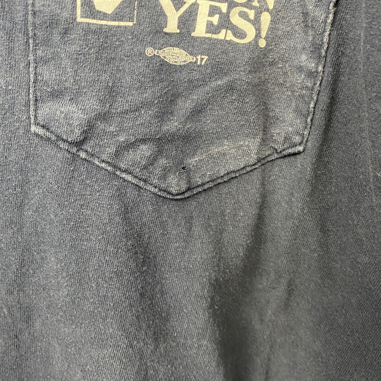 古着 used　LIFEWEAR　USA製　半袖バックプリントTシャツ　UNION YES　ネイビー　紺　ビックシルエット