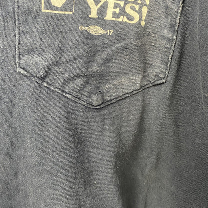 古着 used　LIFEWEAR　USA製　半袖バックプリントTシャツ　UNION YES　ネイビー　紺　ビックシルエット