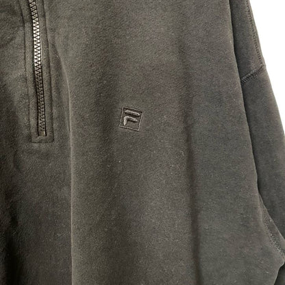 古着 used　FILA フィラ　長袖ハーフジップワンポイントロゴ刺スウェット　パーカー　ハイネック　黒　XLサイズ