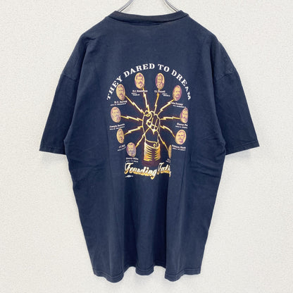 古着 used　LIFEWEAR　USA製　半袖バックプリントTシャツ　UNION YES　ネイビー　紺　ビックシルエット