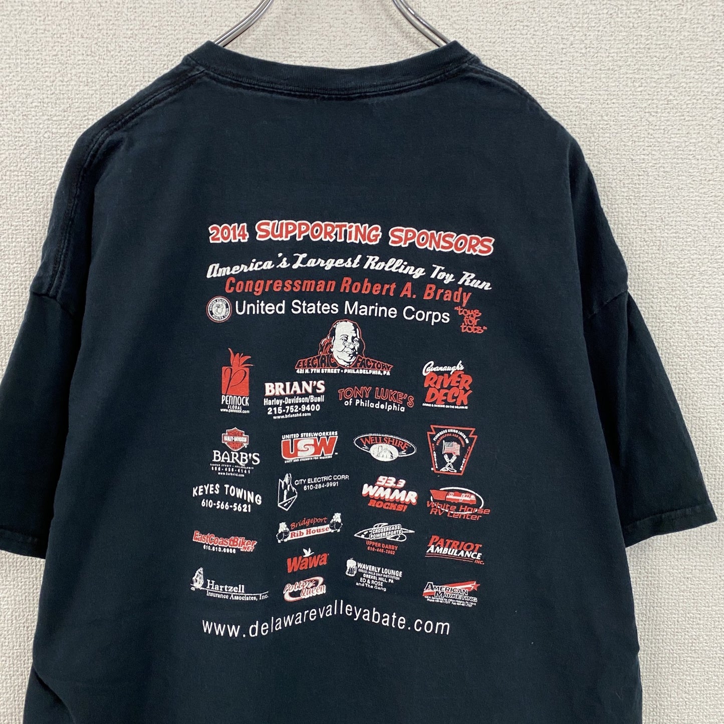 GILDAN　ギルダン　半袖プリントTシャツ　両面プリント　企業ロゴ　アーチプリント　紺　ネイビー　XLサイズ
