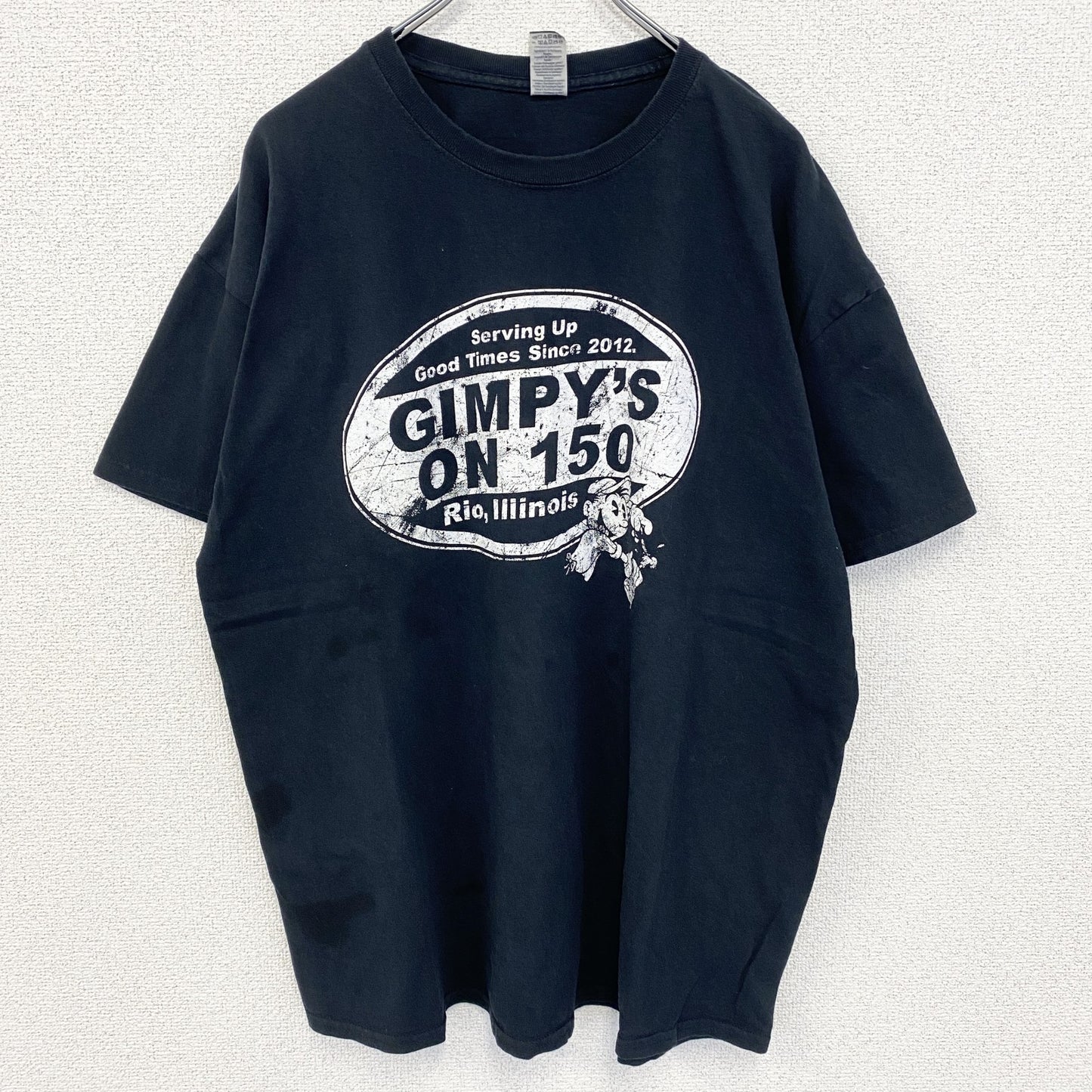 古着 used　GILDAN ギルダン　半袖プリントTシャツ　GIMPY’S ON 150　黒　ビックシルエット　XLサイズ
