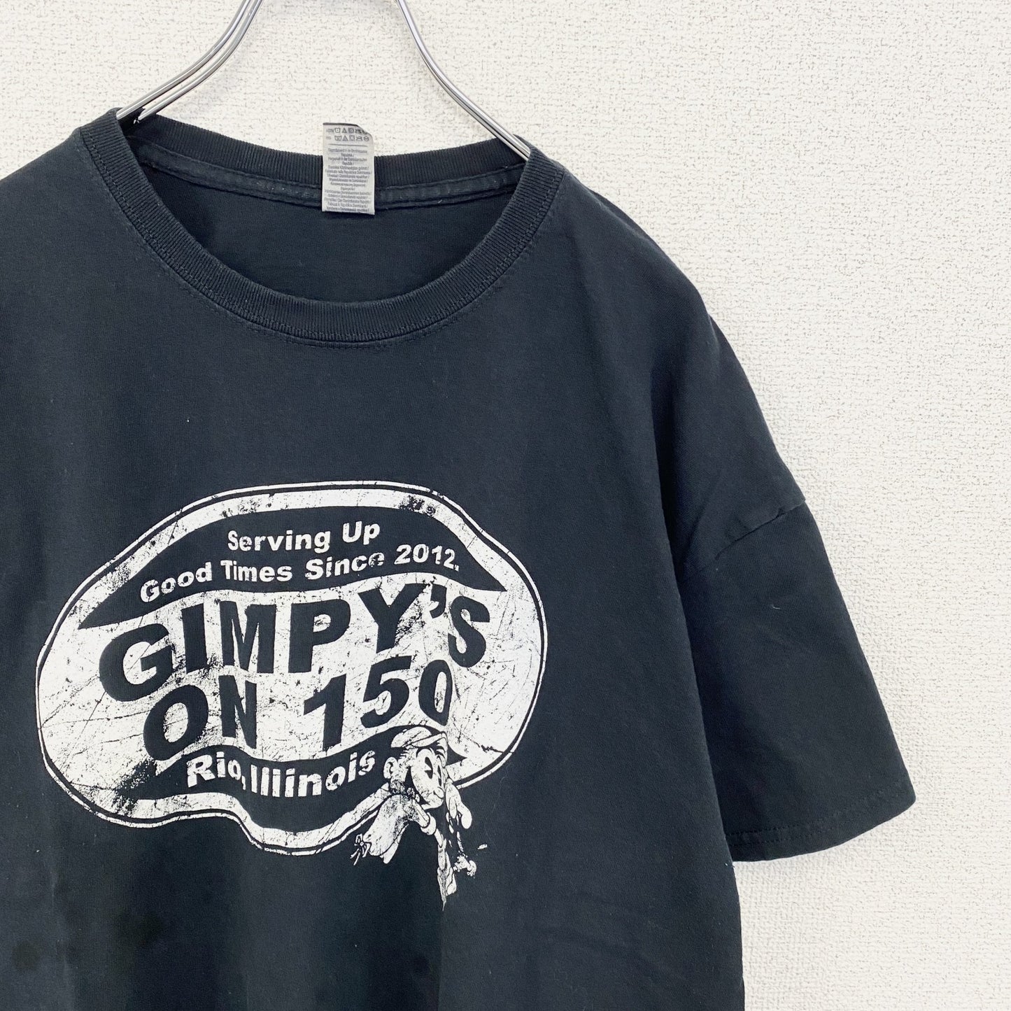 古着 used　GILDAN ギルダン　半袖プリントTシャツ　GIMPY’S ON 150　黒　ビックシルエット　XLサイズ