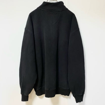 古着 used　FILA フィラ　長袖ハーフジップワンポイントロゴ刺スウェット　パーカー　ハイネック　黒　XLサイズ