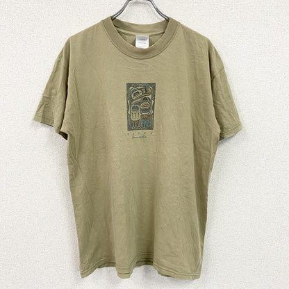 GILDAN　ギルダン　半袖プリントTシャツ　カーキ　Lサイズ