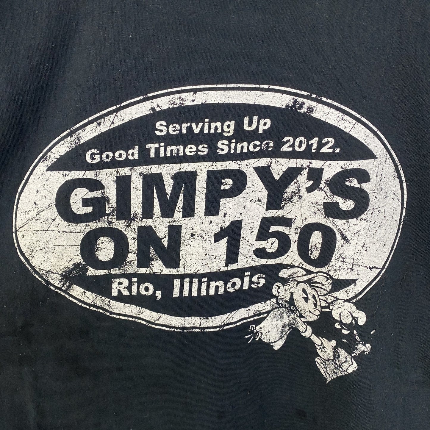 古着 used　GILDAN ギルダン　半袖プリントTシャツ　GIMPY’S ON 150　黒　ビックシルエット　XLサイズ