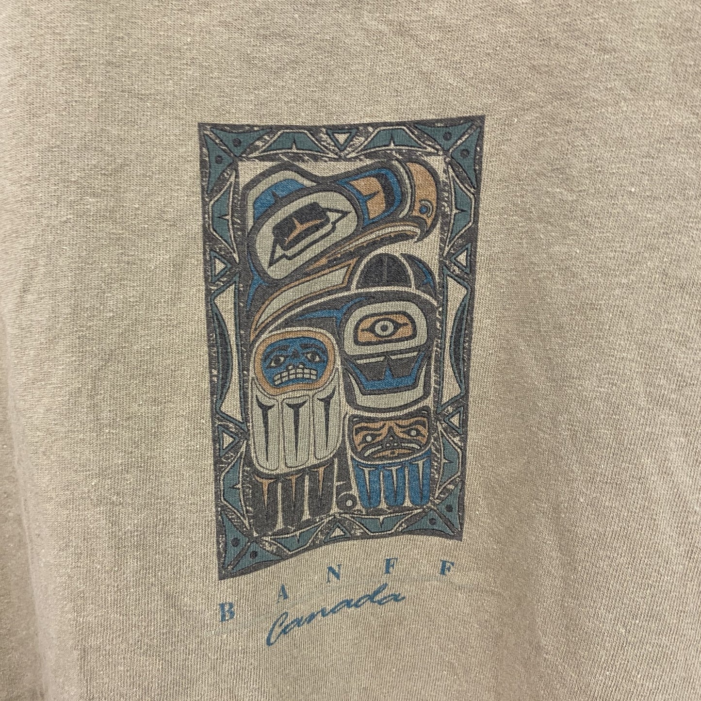 GILDAN　ギルダン　半袖プリントTシャツ　カーキ　Lサイズ