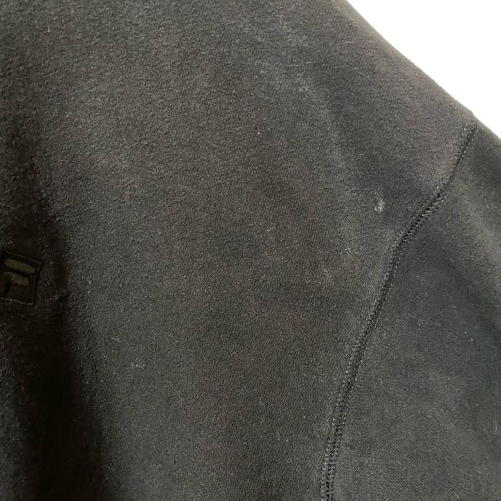 古着 used　FILA フィラ　長袖ハーフジップワンポイントロゴ刺スウェット　パーカー　ハイネック　黒　XLサイズ