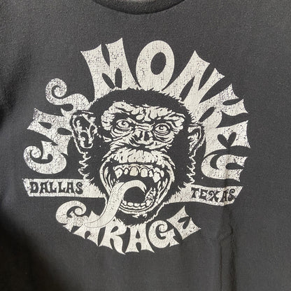 古着 used　GAS MONKEY ガスモンキー　半袖プリントTシャツ　黒　ブラック　クルーネック　レトロ　XLサイズ