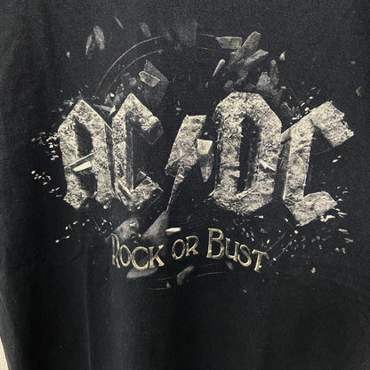 古着 used　GILDAN　半袖ロックプリントTシャツ　AC/DC　ROCK OF BUST　黒　クルーネック　Mサイズ