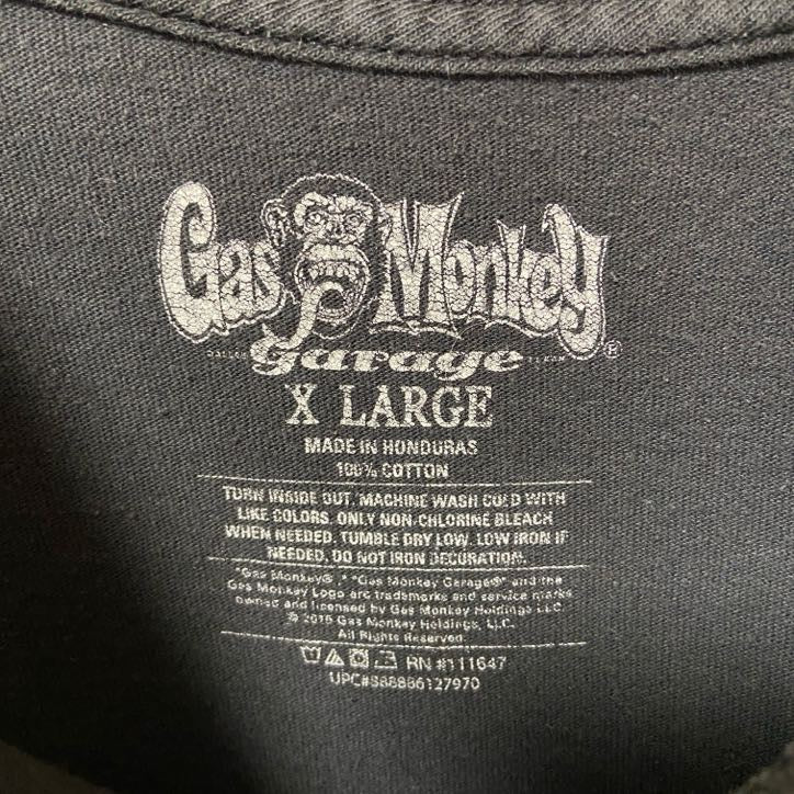 古着 used　GAS MONKEY ガスモンキー　半袖プリントTシャツ　黒　ブラック　クルーネック　レトロ　XLサイズ