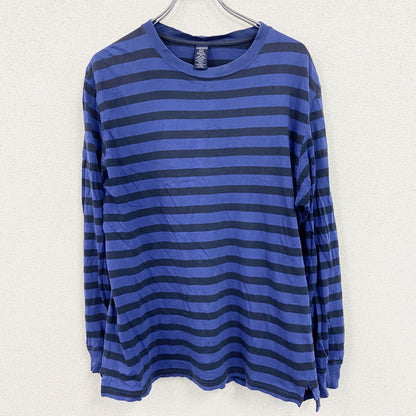 LANDS' END　ランズエンド　長袖Tシャツ/ロンT　ストライプ　青　ブルー　Mサイズ