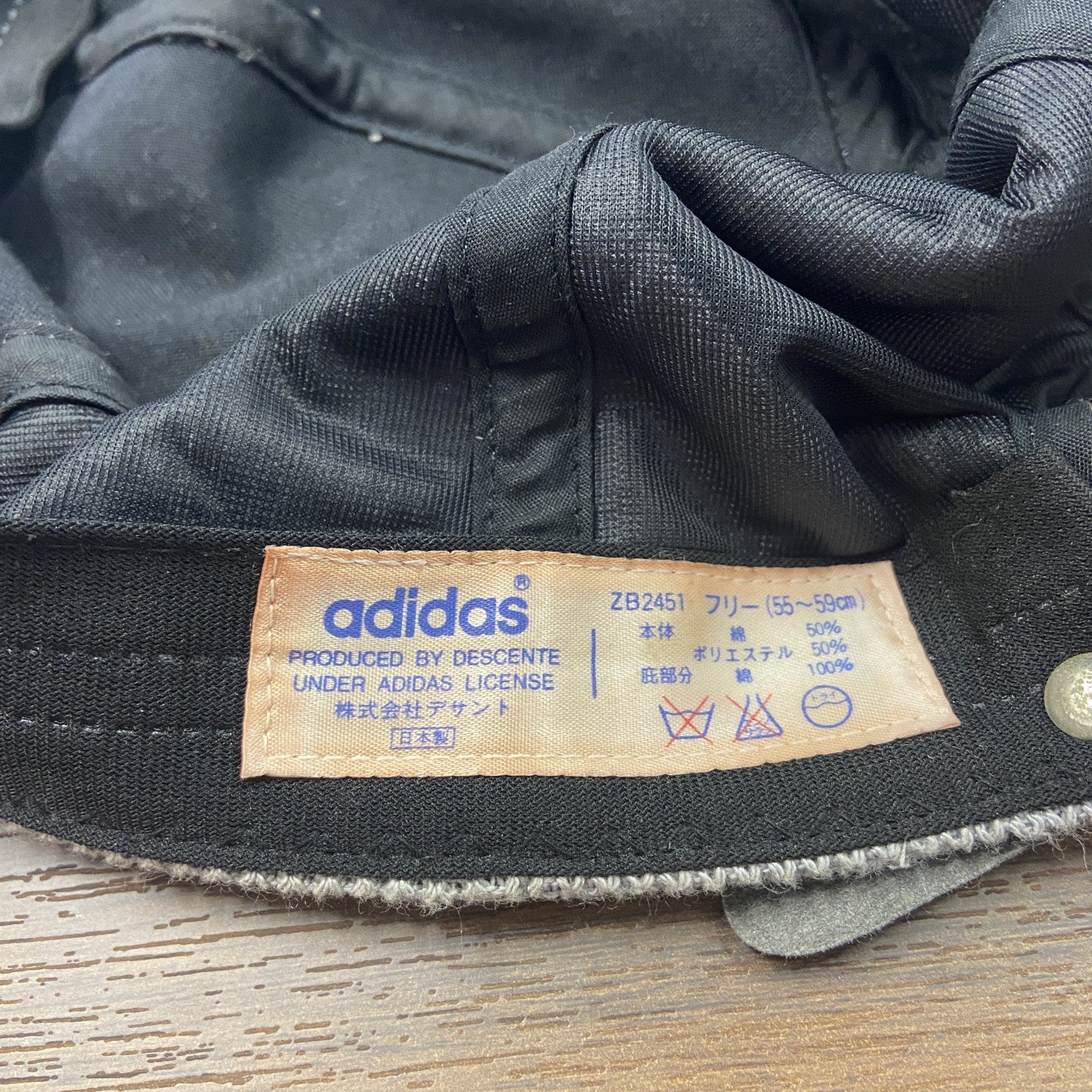 ～90s　adidas　アディダス　ベースボールキャップ　パフォーマンスロゴ　バイカラー　グレー　紺　ネイビー