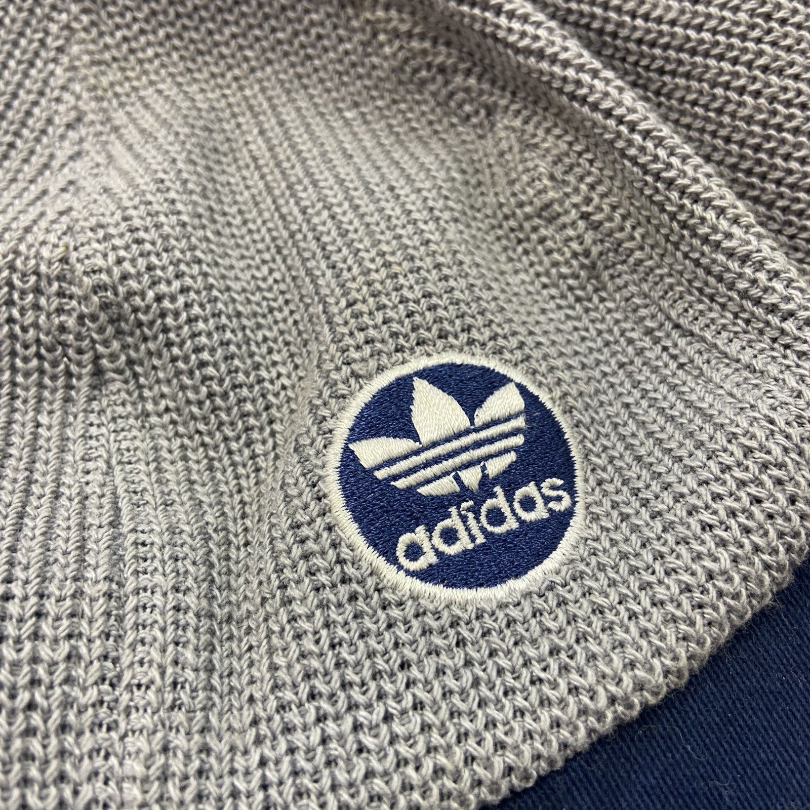 ～90s　adidas　アディダス　ベースボールキャップ　パフォーマンスロゴ　バイカラー　グレー　紺　ネイビー