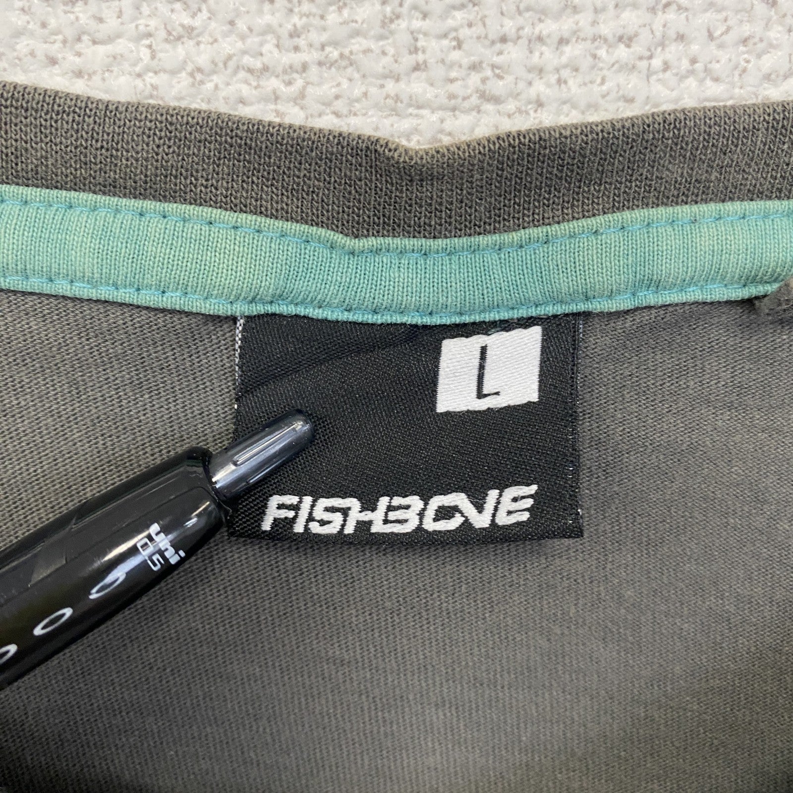 FISHBOVE　半袖プリントTシャツ　スカル　骸骨　モンスター　クルーネック　ダークグレー　Lサイズ