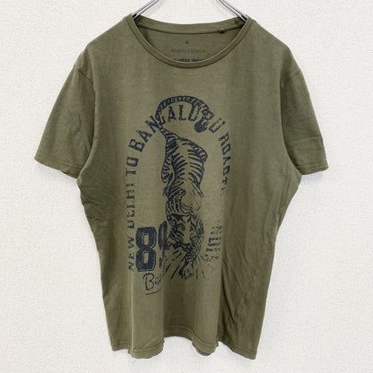 古着 used　Angelo Litrico　半袖アニマルプリントTシャツ　虎　タイガー　クルーネック　カーキ　Mサイズ