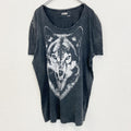 古着 used　AUTARK　半袖プリントTシャツ　カジュアルデザイン　オオカミ　灰色　クルーネック　レトロ　XXLサイズ