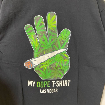 古着 used　GILDAN ギルダン　DOPE　半袖プリントTシャツ　黒　ブラック　クルーネック　春夏服　Lサイズ