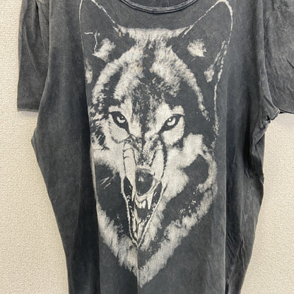 古着 used　AUTARK　半袖プリントTシャツ　カジュアルデザイン　オオカミ　灰色　クルーネック　レトロ　XXLサイズ