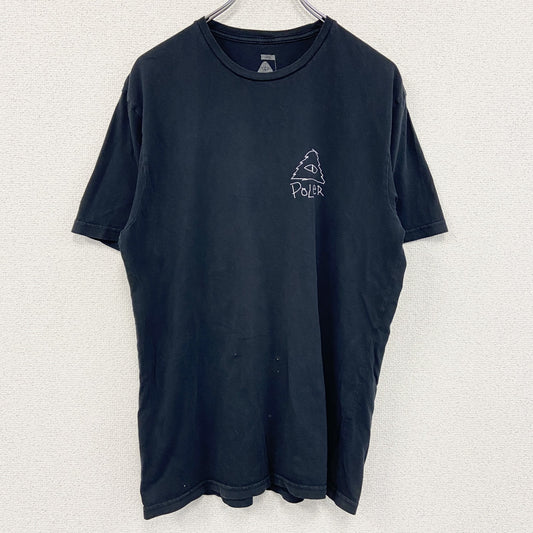 POLeR　ポーラー　半袖プリントTシャツ　両面プリント　黒　ブラック　Lサイズ