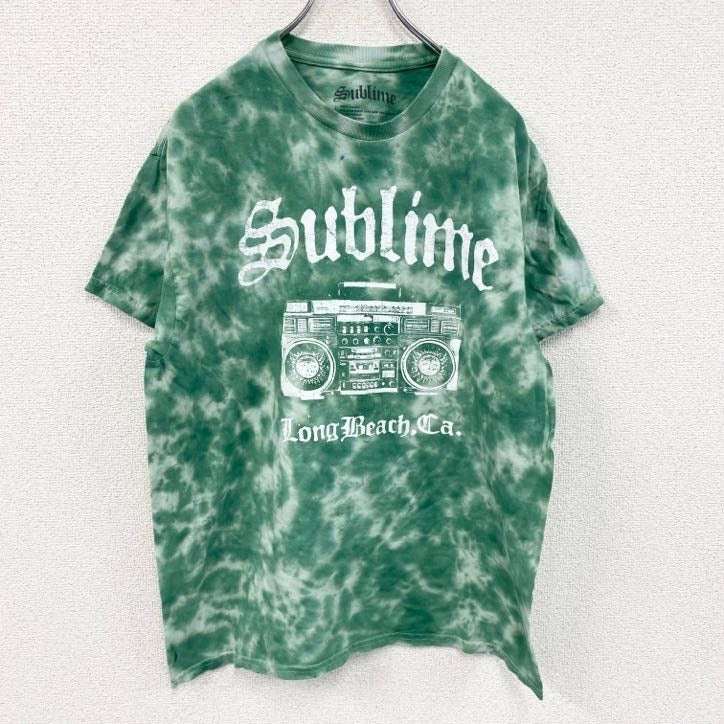 SUBLIME　サブライム　半袖音楽プリントTシャツ　バンドT　タイダイ　緑　グリーン　Lサイズ