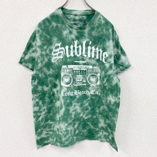 SUBLIME　サブライム　半袖音楽プリントTシャツ　バンドT　タイダイ　緑　グリーン　Lサイズ