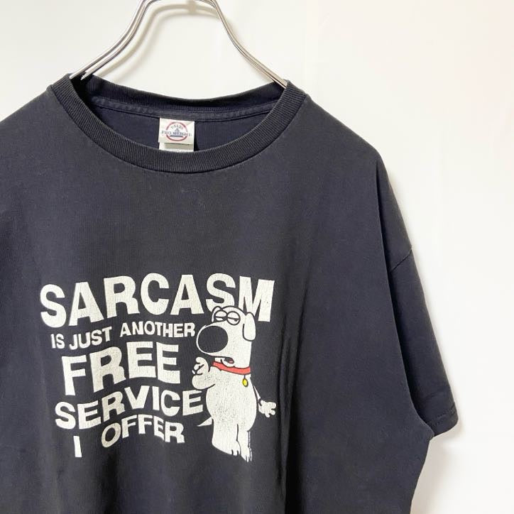 古着 used　DELTA デルタ　ファミリーガイ　ブライアン　半袖プリントTシャツ　黒　ブラック　クルーネック　春夏服　Lサイズ