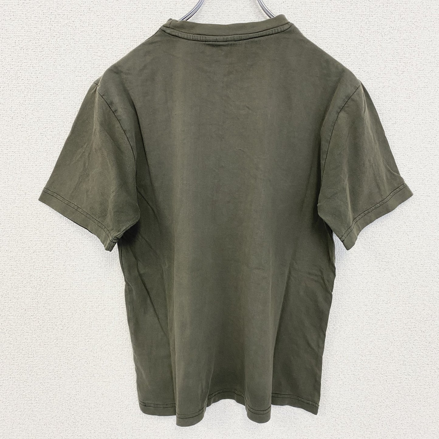 古着 used　半袖プリントTシャツ　デザインTシャツ　ビックプリント　カーキ　クルーネック　Sサイズ